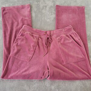 Green Tea Womens XXL Jogger Sweatpants Purple Velour Plus Size Pockets PUR27E